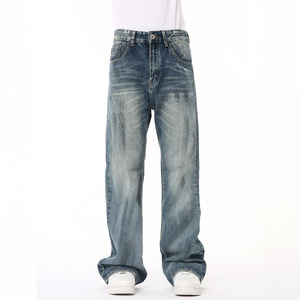 Fabricant de denim – Nouveau pantalon en <span class=keywords><strong>jean</strong></span> pour homme, coupe droite, ample, uni, noir, blanc, en denim japonais brut avec liseré, modèle homme - Product Image 3