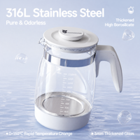 Chauffe-biberon et stérilisateur 2-en-1 avec contrôle tactile, écran LED numérique, chauffe-lait en verre, bouilloire électrique sécurisée pour nouveau-né, 800W 220V