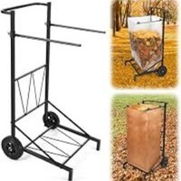 Chariot porte-sacs à feuilles en métal réglable pour le nettoyage des jardins et des cours extérieures