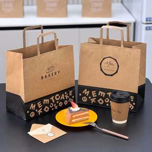 Bolsas de Papel Kraft Desechables, Biodegradables, Reciclables y Ecológicas con Asas, con Diseño Personalizado, para Panadería y Comida para Llevar - Product Image 1