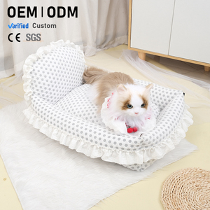 Abnehmbares Waschbares Hunde- und Katzenbett Polka-Dot-Muster Prinzessin Niedliches Gemütliches Teddy Kleines Hundebett Quadratisch Ganzjährig Universell Polyester - Product Image 1