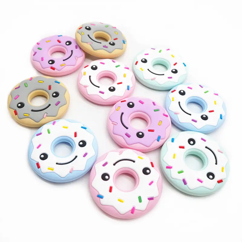 Beste Prijs Baby Hanger Bijtring Food Grade Speelgoed Custom Donut Siliconen Cookies Bijtring