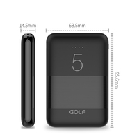 Regalo promocional Cargador de teléfono móvil Puertos USB duales LED Mini banco de energía portátil 5000mAh Tamaño Delgado