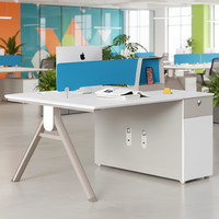 Poste de travail de bureau moderne en bois pour 2 personnes avec cloison, mobilier de direction, table pour personnel