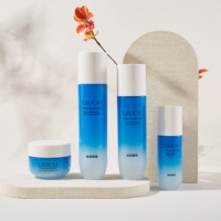 50g 60ml 100ml 120ml bouteilles et bocaux cosmétiques ensemble emballage de soins de la peau de luxe en verre pot givré noir avec couvercle en or