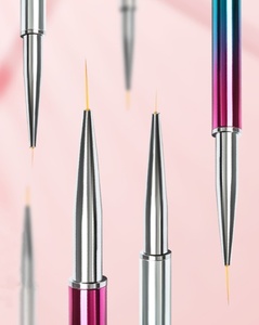 Vente en gros 3 Pcs Gradient Metal Handle <span class=keywords><strong>French</strong></span> Liner Pen Nylon Nail Art Brush pour <span class=keywords><strong>manucure</strong></span> et peinture Nail Draw Liner Tool - Product Image 4