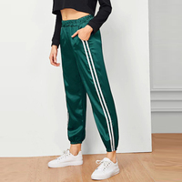 Pantalon de sport en Satin, taille élastique, à rayures, pour femme, nouvelle collection printemps