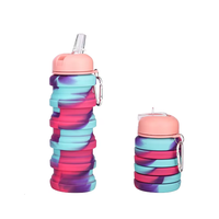 Bouteille d'eau pliable en silicone de qualité alimentaire 500 ml, personnalisable OEM ODM, pour la vente en gros, bouteille de voyage pliable