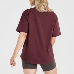 เสื้อยืดคอกลมแขนสั้นผ้าฝ้ายระบายอากาศทรงโอเวอร์ไซส์สำหรับผู้หญิงจากผู้ผลิตเสื้อผ้าออกกำลังกาย - Product Image 2
