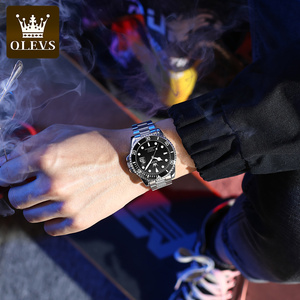 OLEVS 6650 럭셔리 브랜드 방수 아날로그 자동 날짜 StainlessSteel 중국 공장 사용자 정의 로고 기계 남자 시계 - Product Image 5