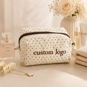 Custom Simple Style Waterproof Storage Zipper <b>Make</b> <b>Up</b> <b>Bag</b> Polyester Cotton Cosmetics <b>Bag</b> With Embroidery Letter Logo - Product Image 3