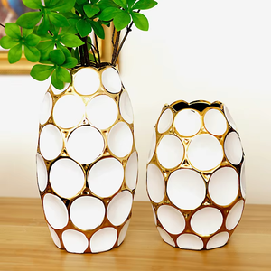 Modern Simple Luxury Golden Light Ceramic <strong>Flower</strong> <strong>Vase</strong> Ornaments for Living Decorative Ceramic Bottles - Product Image 1
