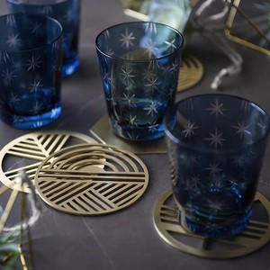 Brass Geometric <b>Coaster</b> Hexagon Round Heat Insulating Mat For <b>Table</b> Decorative Ornament Photography Prop - Product Image 2