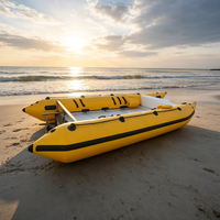 Bateau Catamaran Gonflable de 14 pieds, Bateau Gonflable pour 6 Personnes, Mini Bateau Catamaran
