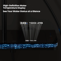Sistema de ducha con pantalla de temperatura LED Gunmetal: Salida oculta, estante espacioso, luz ambiental estrellada, sin salpicaduras