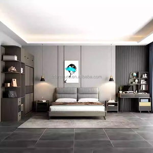 Customizable Affordable Apartment <b>Bedroom</b> Furniture Complete Sets With Wooden Bed Wardrobe TV Catinet Nightstands & <b>Desk</b> Set - Product Image 1