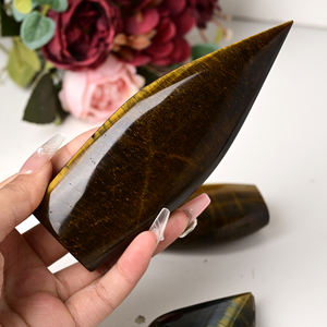 Venta al por mayor de adornos de ojo de tigre azul y amarillo pulidos de alta calidad, estilo bohemio, con forma de gota de agua, de moda, piedra de cristal curativa para - Product Image 4