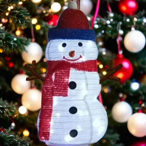 24" USB 8 ฟังก์ชั่นรีโมทคอนโทรล 33 ชิ้นไฟ LED ยาวแก้วหัวหอมผ้า Snowman