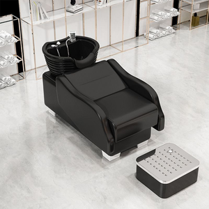 Cama de lavado de cabello semireclinable especial para peluquerías y salones de belleza equipada con lavabo cerámico accionado con el pie. - Product Image 4