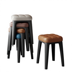 Household Stackable Plastic Modern <strong>Dining</strong> <strong>Table</strong> Bench Square <strong>Stool</strong> <strong>Dining</strong> Room Soft Bag Casual <strong>Stool</strong> Simple Dressing <strong>Stool</strong> - Product Image 1