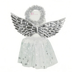 Falda Tutú Blanca y Alas de Ángel con Diadema de Halo, Disfraz de Alas de Ángel para Niñ<span class=keywords><strong>as</strong></span>, Disfraz de Hada con Alas de Ángel - Product Image 1