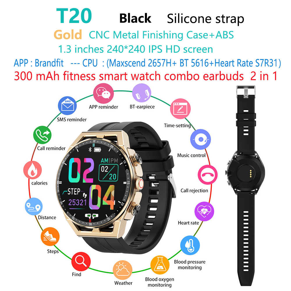 Gold T20 tws earbuds smart watch