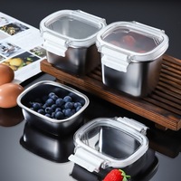 304 Edelstahl Quadratische Mikrowellengeeignete Tragbare Lunchbox Suppenschüssel Bento-Behälter mit Frischhalte-Deckel