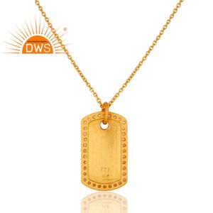 Pave Set White Topaz Pendant Necklace 18k Gold Plated Jewelry Manufacturer New Handmade Sterling Silver Necklace - Product Image 3