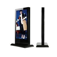 Layar LCD Outdoor EKAA 55 Inci Tanpa Kipas IP67 Kaca Tempered 4000 Nits IK10 Digital Signage Tiang Lantai untuk Kios Kopi