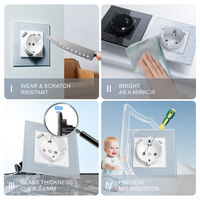 Prise murale USB de type a c avec panneau en verre blanc noir gris or Prise de courant UE avec clips de sécurité combinée à des ports USB