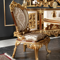 Ensemble de table et de chaises de salle à manger en bois de style baroque royal, ensemble de table à manger classique luxueux 8 places