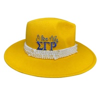 Chapeaux Fedora en Laine Dorée Sigma Gamma Rho pour Femme, Collection Automne Hiver, Vente en Gros, Chapeaux en Feutre de Lapin avec Perles