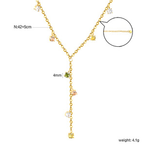 สร้อยคอจี้แฟชั่น สแตนเลส รูปใบโคลเวอร์สี่แฉก ประดับเพชรขาว ดีไซน์แบบฝังเพชร เหมาะเป็นของขวัญสำหรับผู้หญิง - Product Image 5