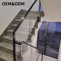 Modernes Aluminium-Glas-Balkongeländer Wasser- und Rostbeständig Bodenmontiert für Treppen, Krankenhäuser und Hotels