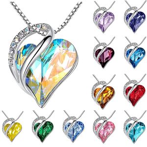 Collana retrò <span class=keywords><strong>cuore</strong></span> classico <span class=keywords><strong>dell</strong></span>'<span class=keywords><strong>oceano</strong></span> placcatura in argento amore <span class=keywords><strong>cuore</strong></span> ciondolo di cristallo pietra portafortuna per le donne gioielli regali - Product Image 2