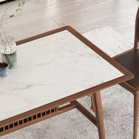 Ensemble de meubles de salle à manger en bois massif de style chinois pour appartement, table à manger en noyer noir d'Amérique du Nord avec plateau en pierre