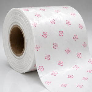 PE HMPA Hot Melt Position Adhesive with Release 180mm G18 R39 <b>Patterned</b> PE Film Roll for Sanitary Hygiene Product Manufacturing - Product Image 3