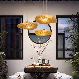 Rotin bambou <span class=keywords><strong>Cage</strong></span> pendentif éclairage grande taille osier tissage plafond lustre bambou suspension lampe - Product Image 4