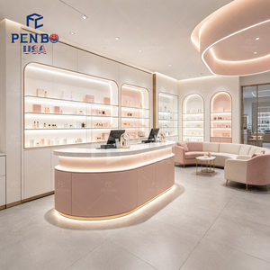Solution complète de design d'intérieur pour magasin de cosmétiques rose de luxe, aménagement moderne de boutique de maquillage, vitrine personnalisée, éclairage LED robuste - Product Image 2