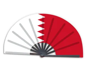 2022 Großhandel individuell bedruckte National Cuntry Flagge Bahrain Folding Bamboo Hand Fan