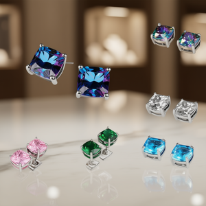 E603 ต่างหูคริสตัลสี ทรงเรขาคณิต สำหรับผู้หญิง สวมใส่ทุกวัน โลหะผสมสังกะสี เครื่องประดับคลาสสิก - Product Image 2