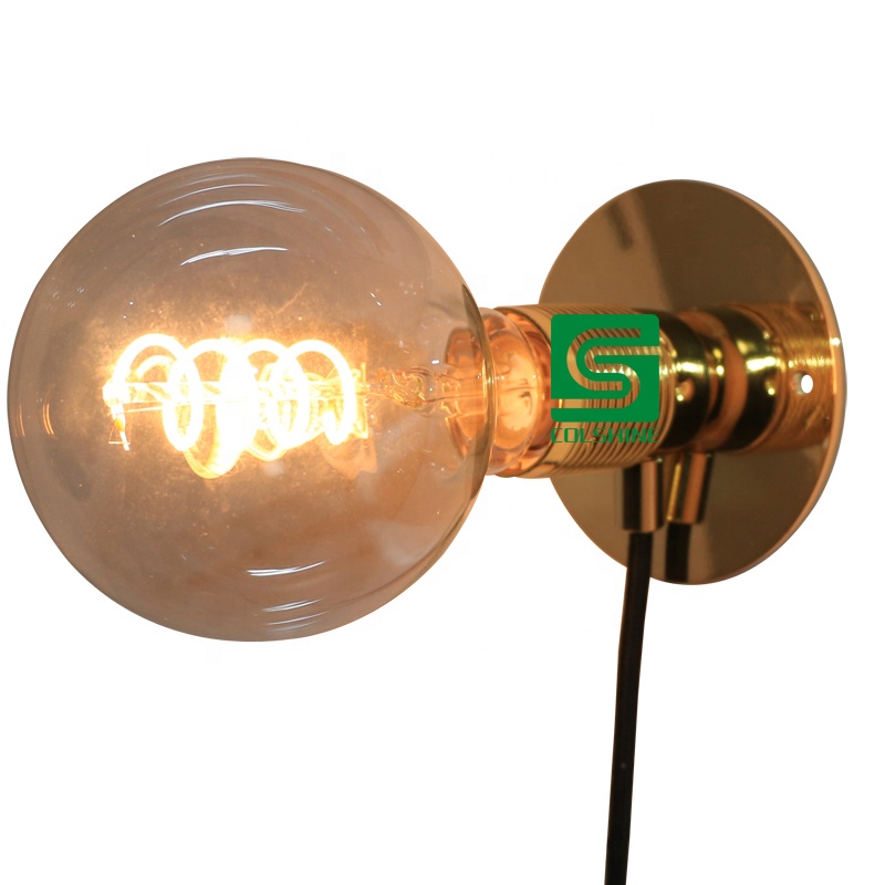 Старинный настенный металлический винтажный держатель для лампы E27