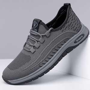 รองเท้าวิ่งตาข่ายระบายอากาศสำหรับผู้ชายสีดำสีเทารองเท้าผ้าใบกีฬาแบบผูกเชือกขนาดผู้ใหญ่ 40-45 - Product Image 1