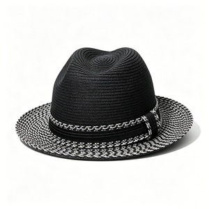 Sombrero de Sol Unisex Negro con Banda Tejida con Patrón Floppy, Personalizado OEM, Transpirable, de Ala Corta, para Viajes al Aire Libre, Playa, Protección Solar, con Cinta ACE - Product Image 2