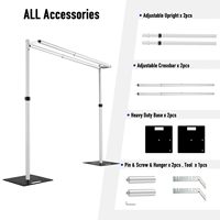 Kit de support de toile de fond double en aluminium tendance avec base en acier et conception modulaire pour événements de mariage