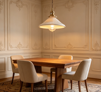 Luminaire suspendu moderne en céramique blanche avec abat-jour conique LED blanc chaud (3500K) pour îlot de cuisine et salon