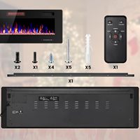 Cheminée électrique ultra-mince Kalsubo de 50 pouces, à encastrer au mur, avec chauffage 750W/1500W, couleur de flamme réglable, minuterie et télécommande