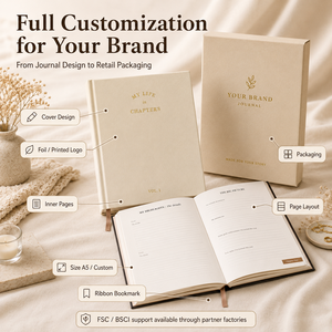 Diario Personalizado con Tapa Dura de Lino, Cuaderno Crema, Mi Vida en Capítulos, Páginas con Reflejos Dorados, Marca Privada OEM al por Mayor - Product Image 3