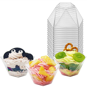 Haute qualité 3.5oz jetable Plastikbecher en plastique Dessert tasse pentagonal losange clair pouding <span class=keywords><strong>Mousse</strong></span> gâteau tasses en plastique - Product Image 1