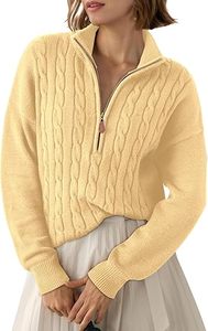 Phụ Nữ Của Áo Len 2025 Mùa Thu Mùa Đông Quý Zip Giản Dị Gân Cáp Đan Áo Thun - Product Image 3